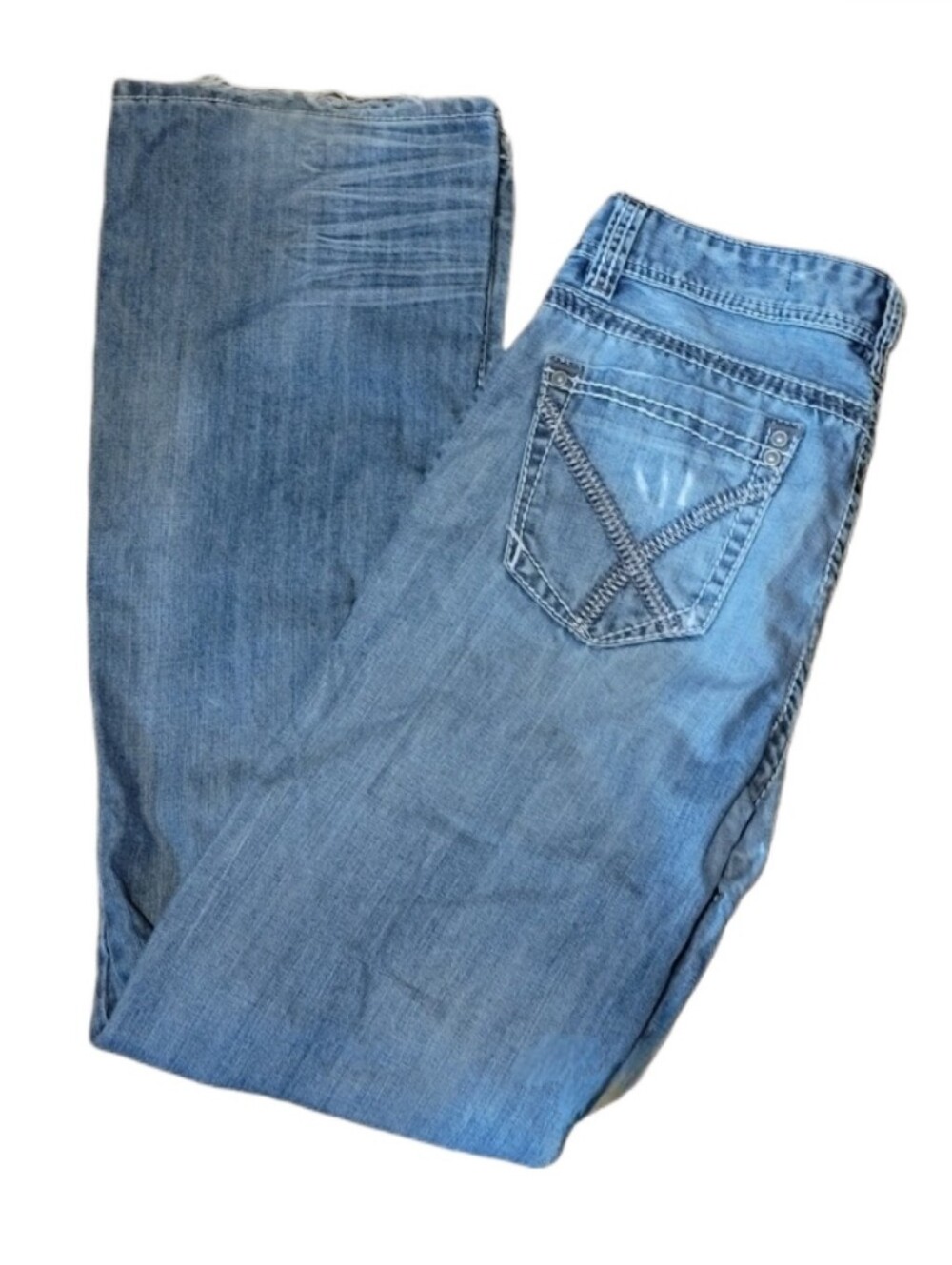 Rock and Roll Cowboy Embroidered Western Light Wash Jeans Mens Size 32 x 35